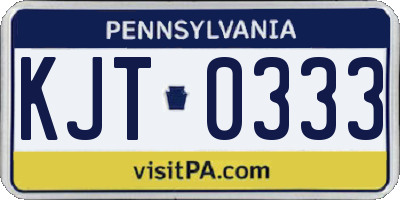 PA license plate KJT0333