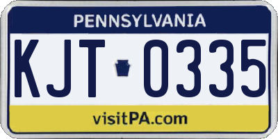 PA license plate KJT0335