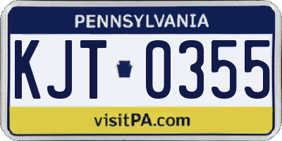 PA license plate KJT0355