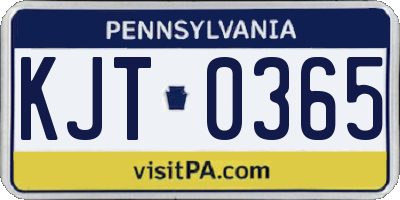PA license plate KJT0365