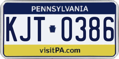 PA license plate KJT0386