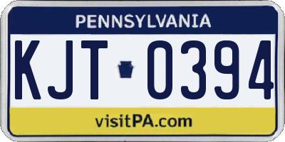 PA license plate KJT0394