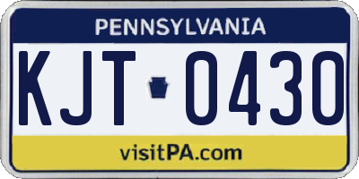 PA license plate KJT0430