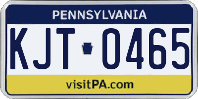 PA license plate KJT0465