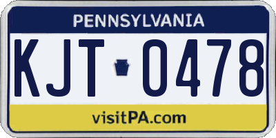 PA license plate KJT0478