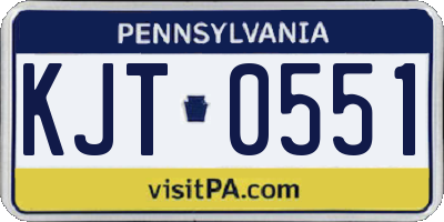 PA license plate KJT0551