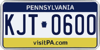 PA license plate KJT0600