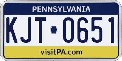 PA license plate KJT0651