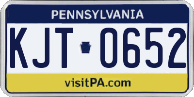 PA license plate KJT0652