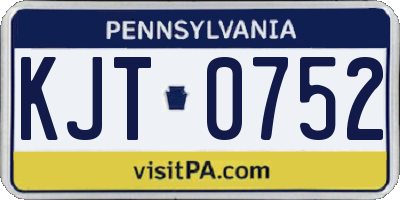 PA license plate KJT0752