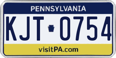 PA license plate KJT0754