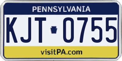 PA license plate KJT0755
