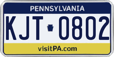 PA license plate KJT0802