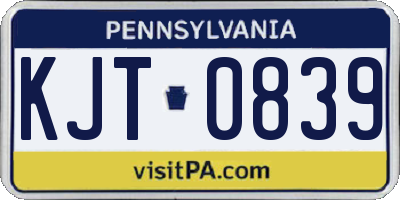 PA license plate KJT0839