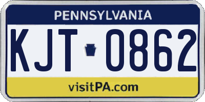 PA license plate KJT0862