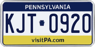 PA license plate KJT0920