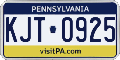 PA license plate KJT0925