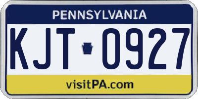 PA license plate KJT0927