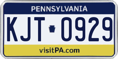 PA license plate KJT0929