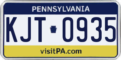 PA license plate KJT0935