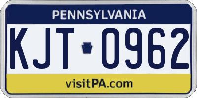 PA license plate KJT0962