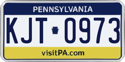 PA license plate KJT0973