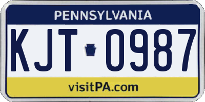 PA license plate KJT0987