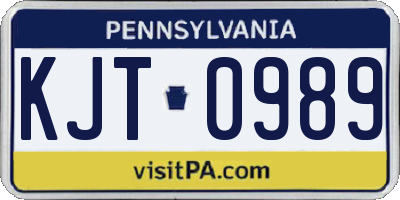 PA license plate KJT0989