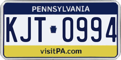PA license plate KJT0994