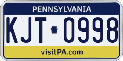 PA license plate KJT0998