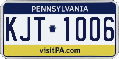 PA license plate KJT1006