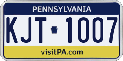 PA license plate KJT1007