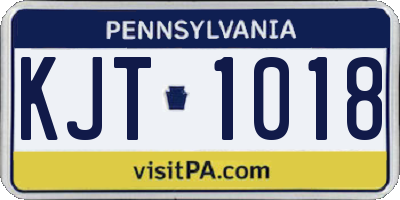 PA license plate KJT1018