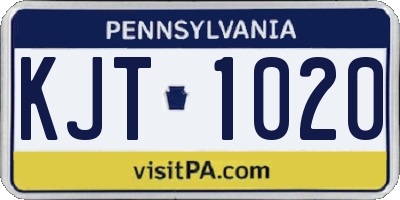 PA license plate KJT1020