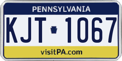 PA license plate KJT1067