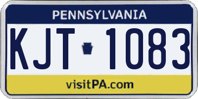 PA license plate KJT1083
