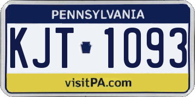 PA license plate KJT1093