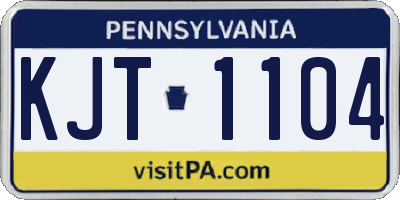 PA license plate KJT1104