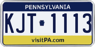 PA license plate KJT1113