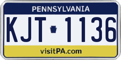 PA license plate KJT1136