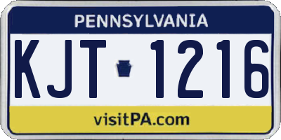 PA license plate KJT1216