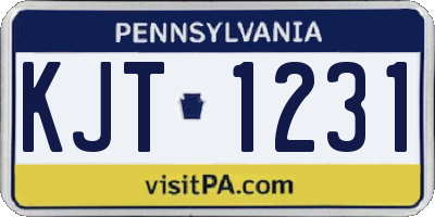 PA license plate KJT1231