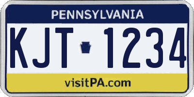 PA license plate KJT1234