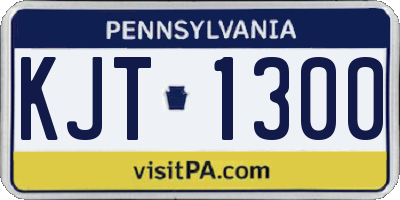 PA license plate KJT1300