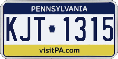 PA license plate KJT1315