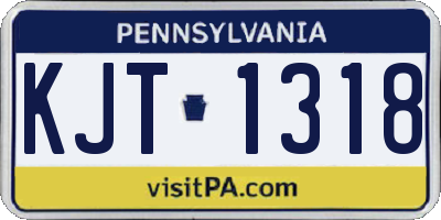PA license plate KJT1318
