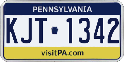 PA license plate KJT1342