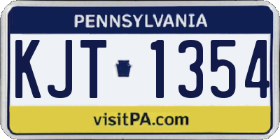 PA license plate KJT1354