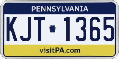 PA license plate KJT1365