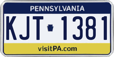 PA license plate KJT1381